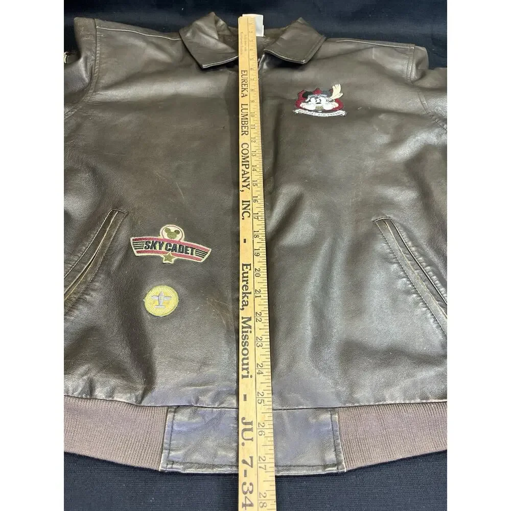 Disney Store Special Air Patrol MICKEY MOUSE Pilot Leather Bomber Jacket Medium